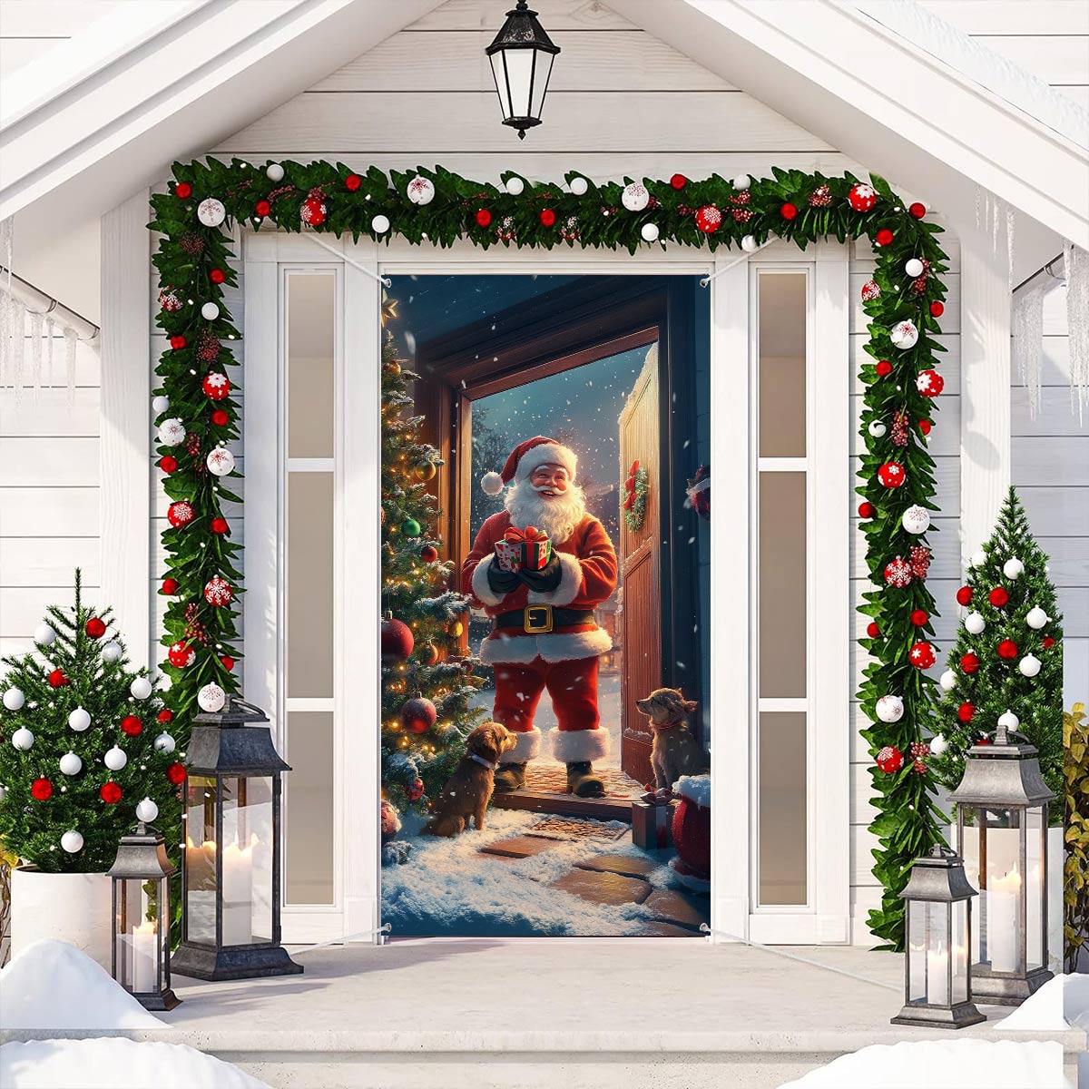 Shineful Door Cover Merry Santa