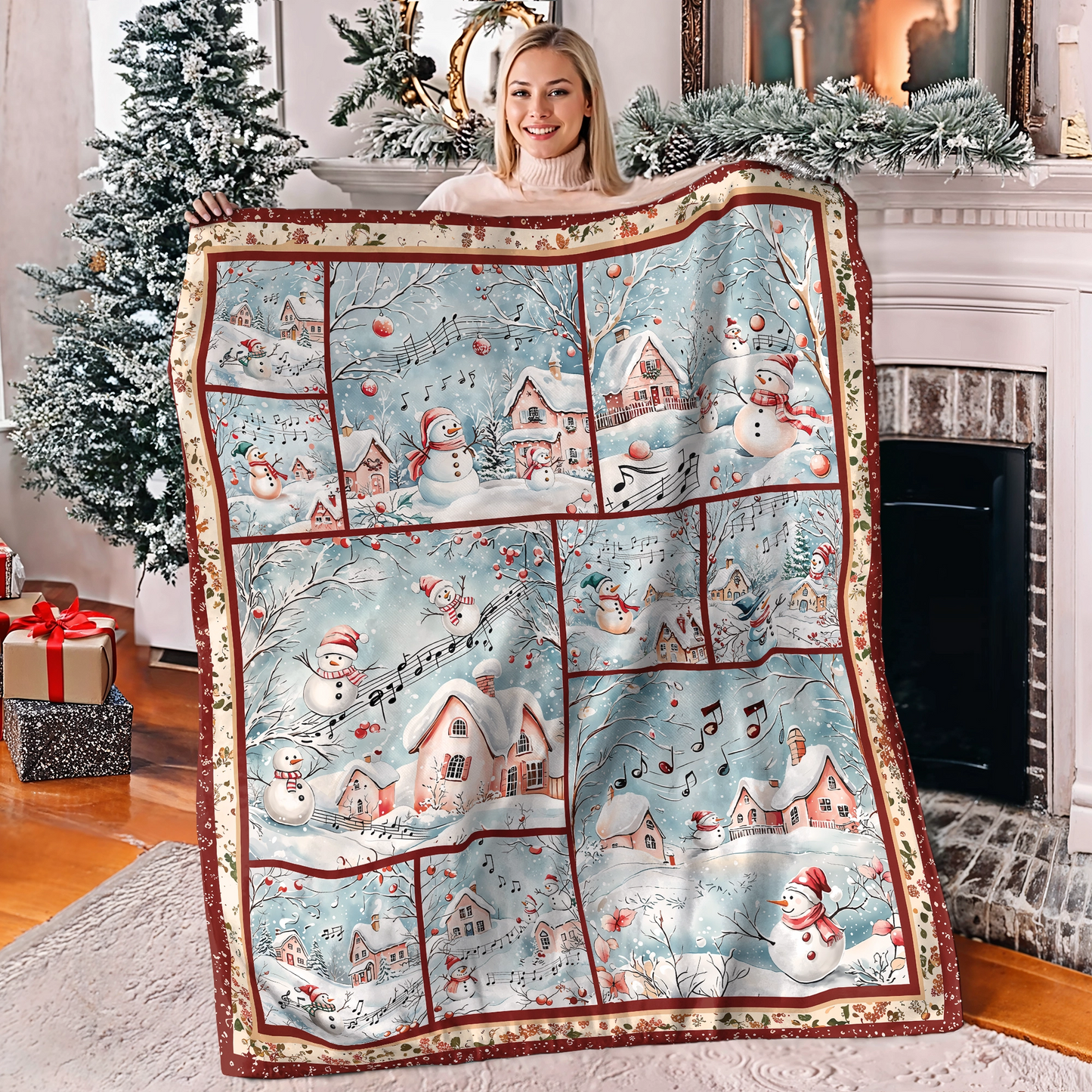 Shineful Fleece Blanket Christmas Snowy Serenade