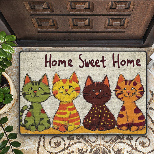 Shineful Ultra-Thin Non Skid Floor Mat, Kitchen Rugs Cozy Cat Crew