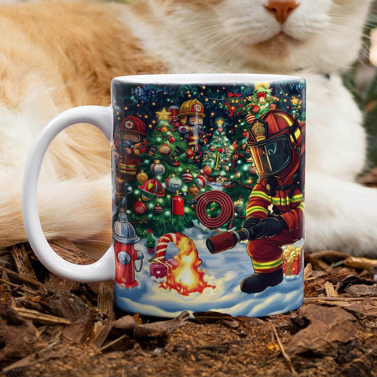 Shineful Ceramic Mug Firefighter's Holiday Rescue