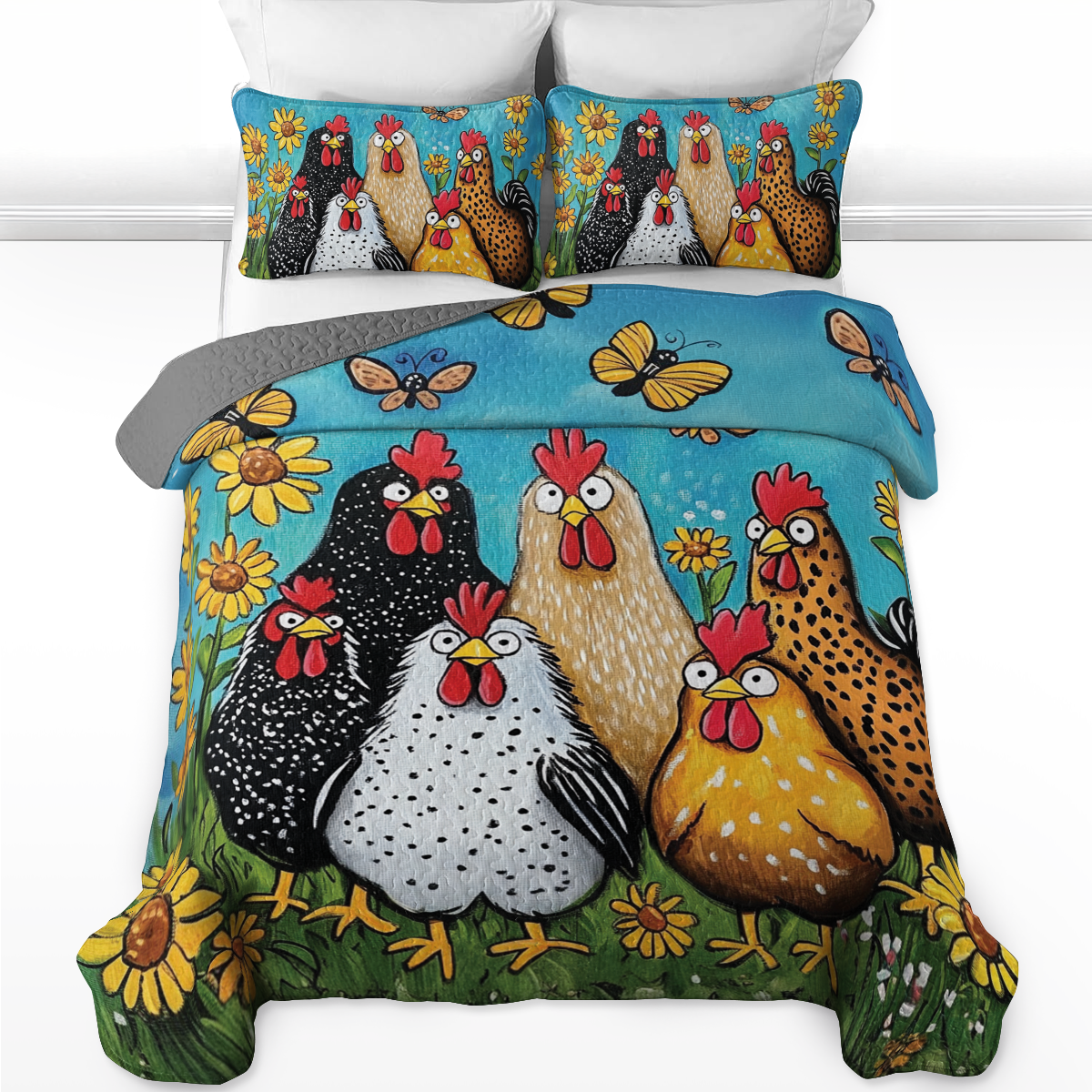 Shineful All Season Quilt 3-Piece Set Funny Feathered Friends