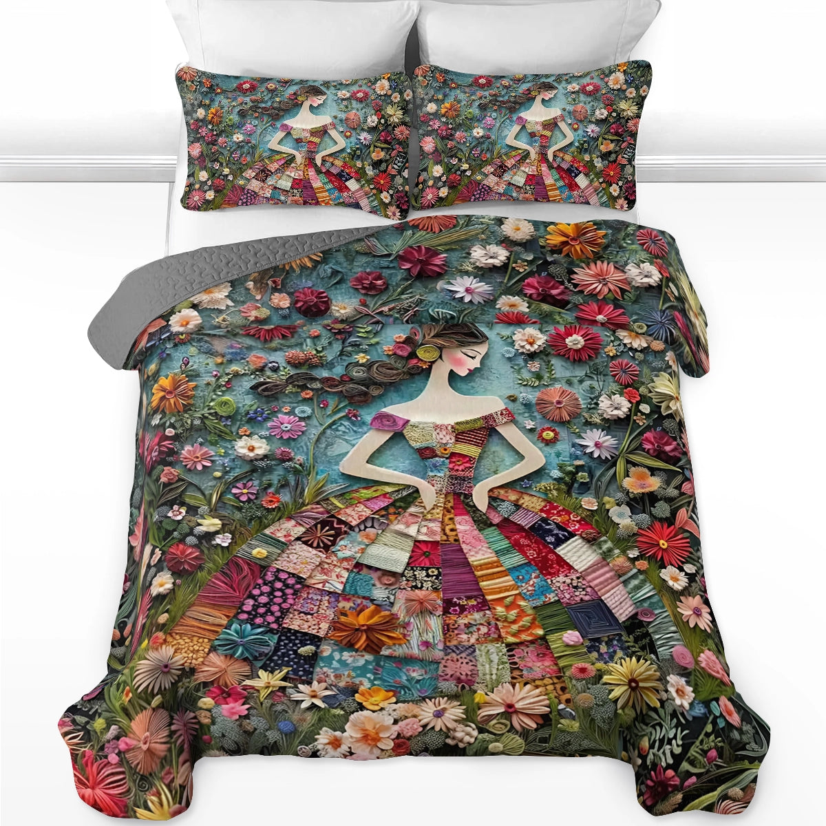 Shineful All Season Quilt 3-teiliges Set Floral Fantasy 