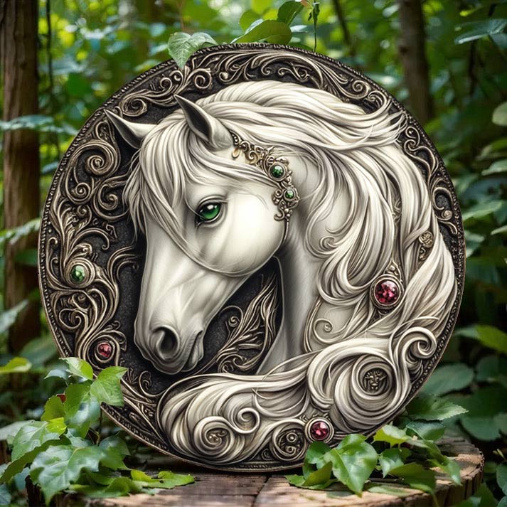 Plaque en bois 2D brillante, décoration à suspendre, panneau de porte Mystic Stallion