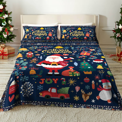 Shineful 4-Piece Bed Sheet Set Christmas Festive Cheer