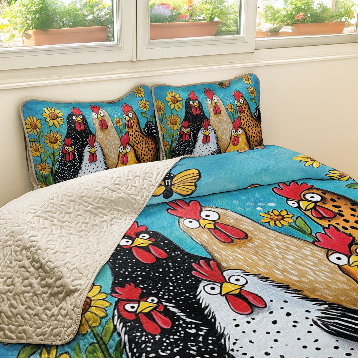 Shineful All Season Quilt 3-Piece Set Funny Feathered Friends