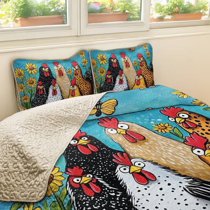 Shineful All Season Quilt 3-Piece Set Funny Feathered Friends