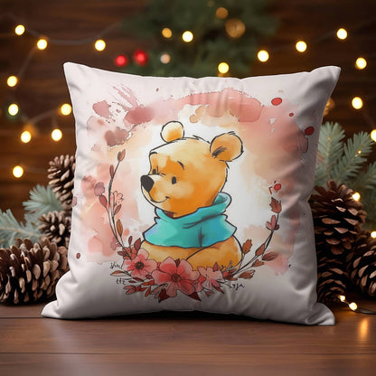 Housse de coussin, taie d'oreiller et taies d'oreiller imprimées en 2D brillantes Ensemble mignon Winnie l'ourson