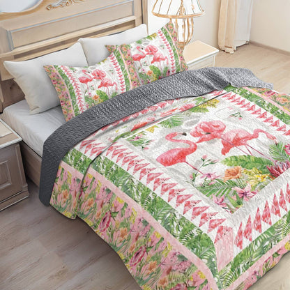 Shineful All Season Quilt 3-Piece Set Flamingo Fever