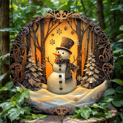 Shineful 2D Wooden Plaque, Hanging Decor, Door Sign Frosted Snowman