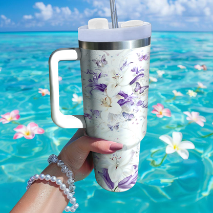 Shineful Glossy Tumbler Lily & Butterfly Delight