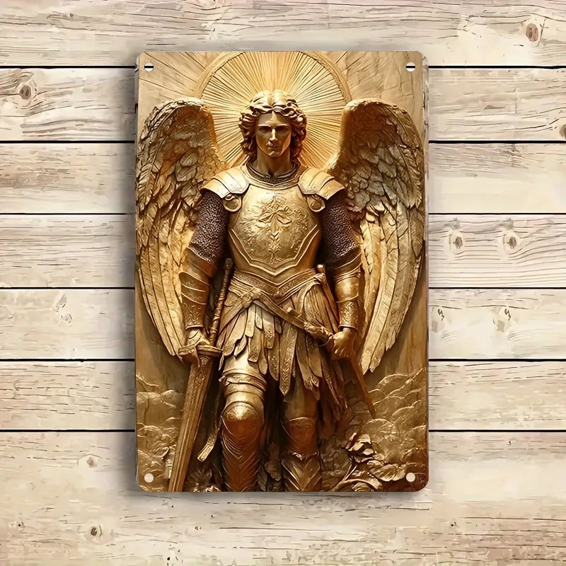 Shineful 2D Metal Sign Guardian Gold Angel