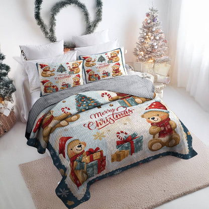 Shineful All Season Quilt 3-Piece Set - Merry Bear Christmas