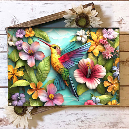 Shineful 2D Metal Sign Tropical Hummingbird