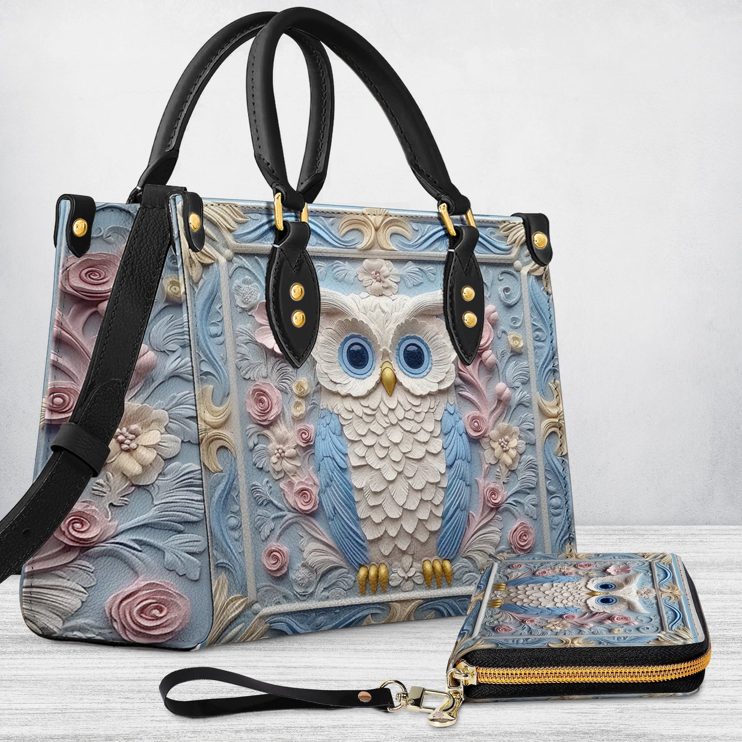 Sac en cuir brillant à plumes fantaisistes