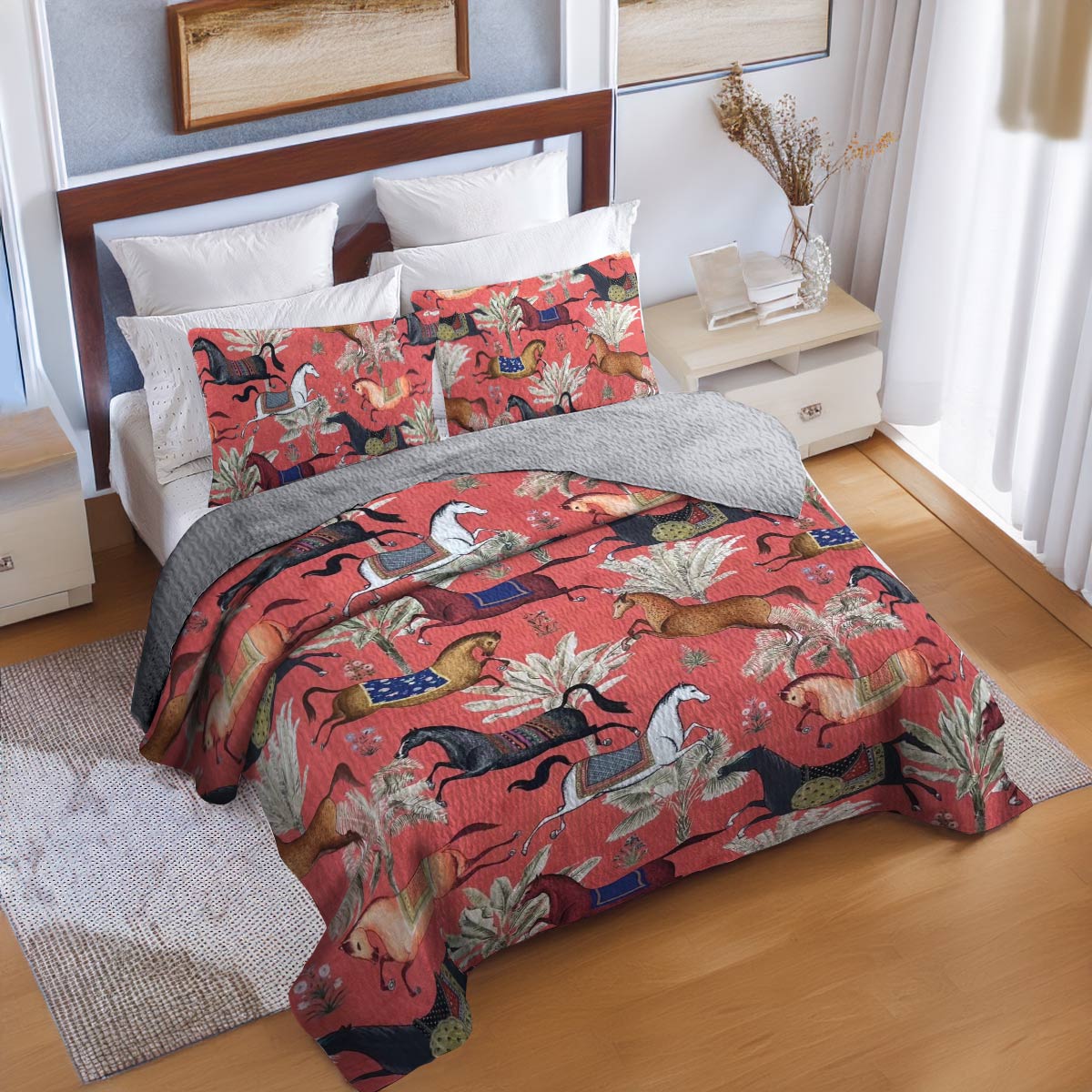 Shineful All Season Quilt 3-Piece Set Horsepower