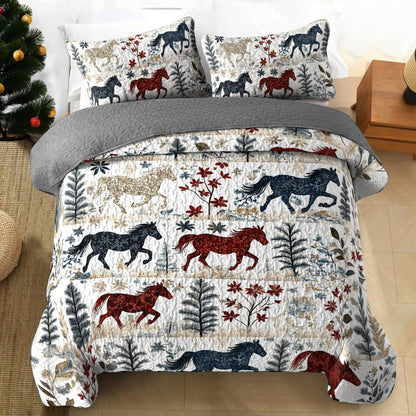 Shineful All Season Quilt 3-Piece Set Gentle Horse Lovely