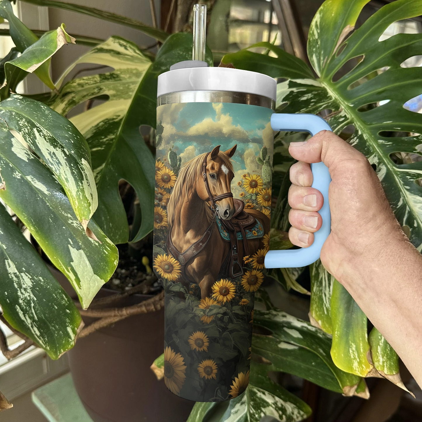 Shineful Tumbler Sunflower Trails Horse