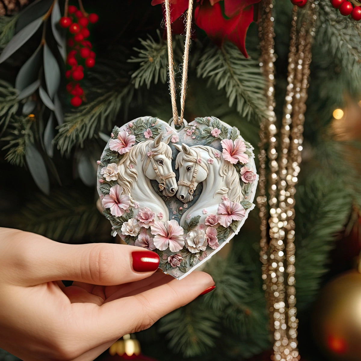 Shineful Acrylic Ornament Loving Horses Heart