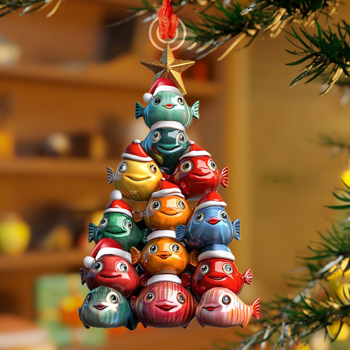 Shineful 2D Acrylic Ornament Fish Christmas Tree