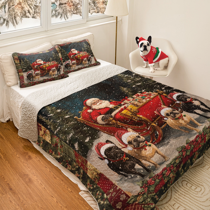 Shineful All Season Quilt 3-teiliges Set – Frenchie Sleigh Ride