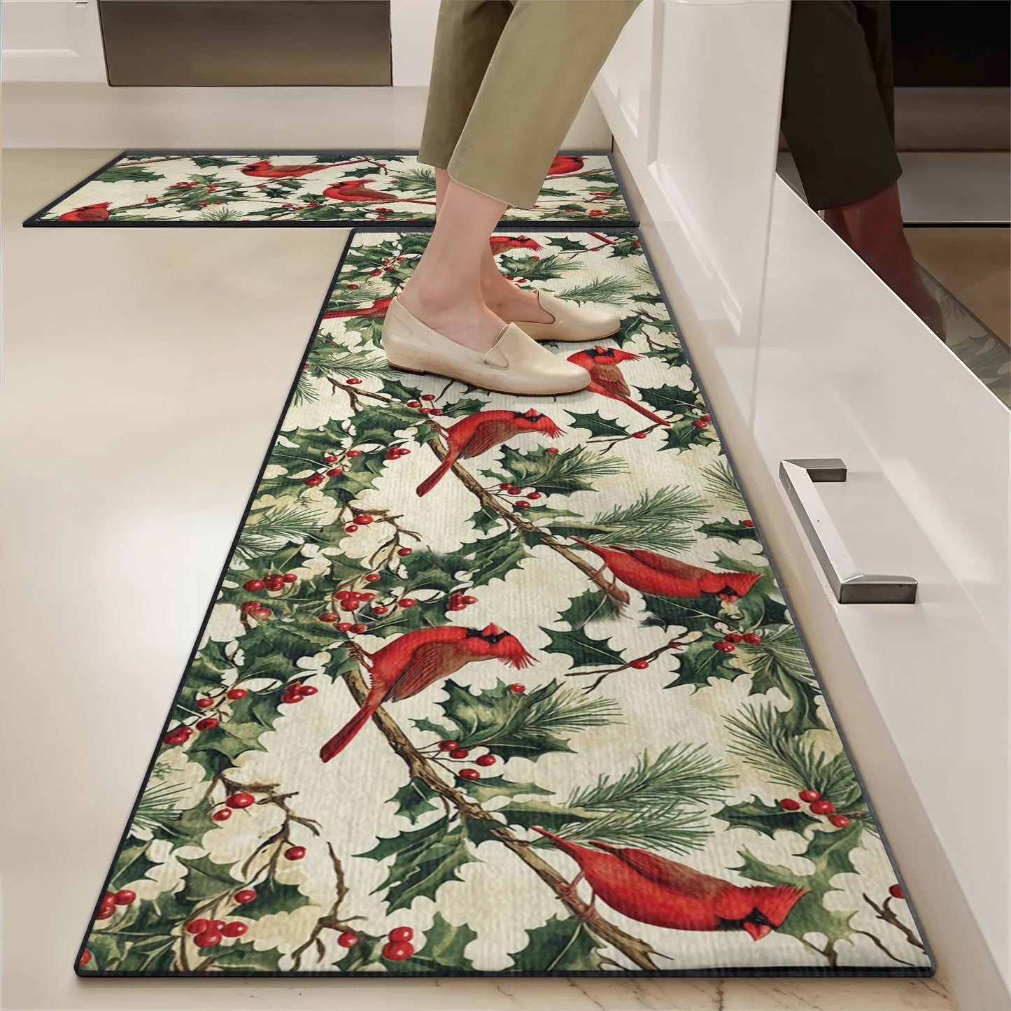 Shineful Ultra-Thin Non Skid Floor Mat, Kitchen Rugs Cardinal Bliss