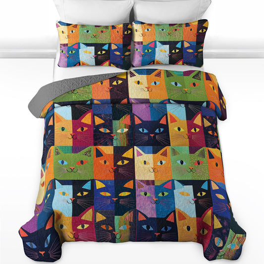 Shineful All Season Quilt 3-Piece Set Artistic Cats