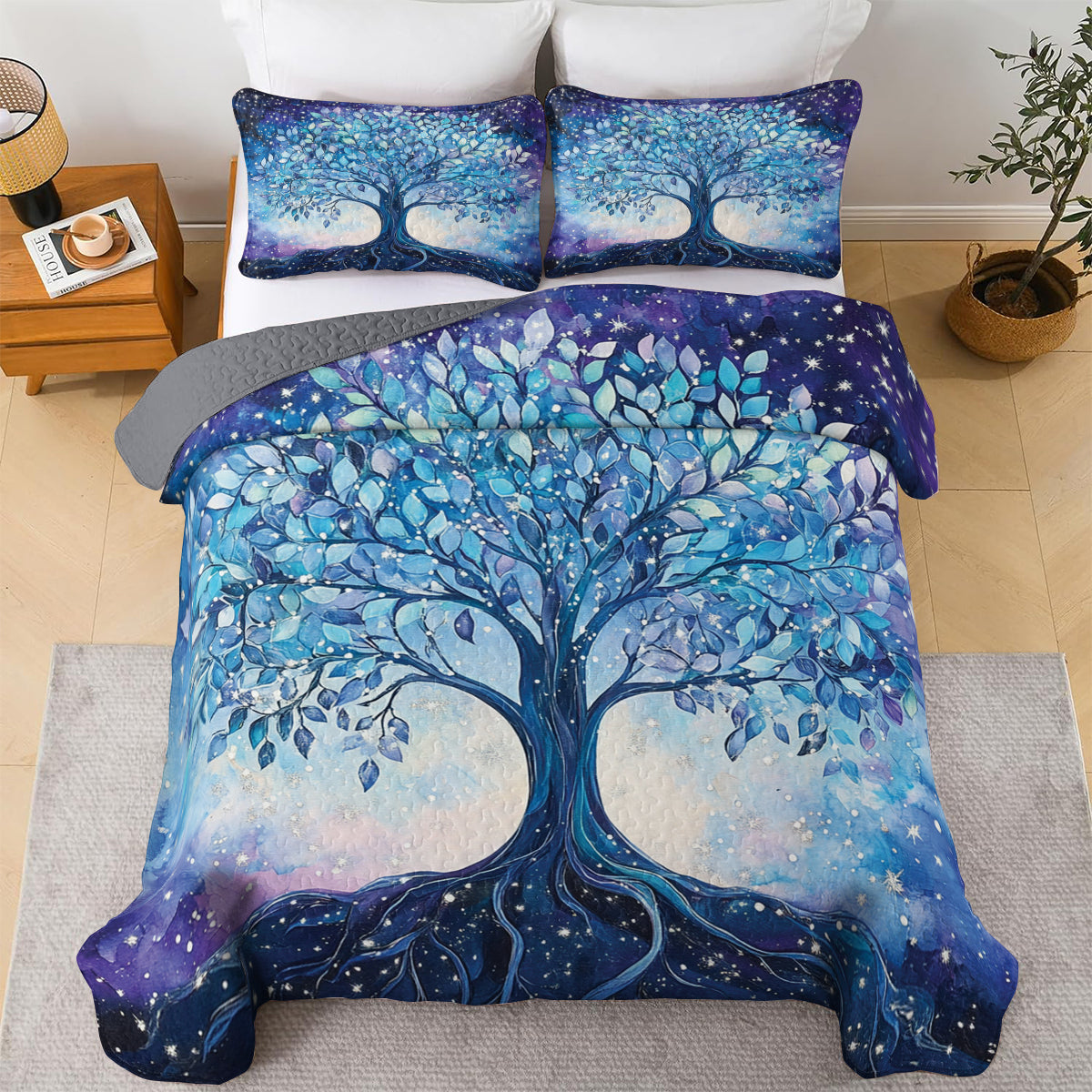 Shineful All Season Quilt 3-Piece Set - Celestial Tree of Life