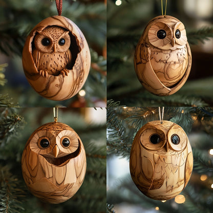 Shineful 2D Acrylic Ornament Whimsical Woodland Owls Set