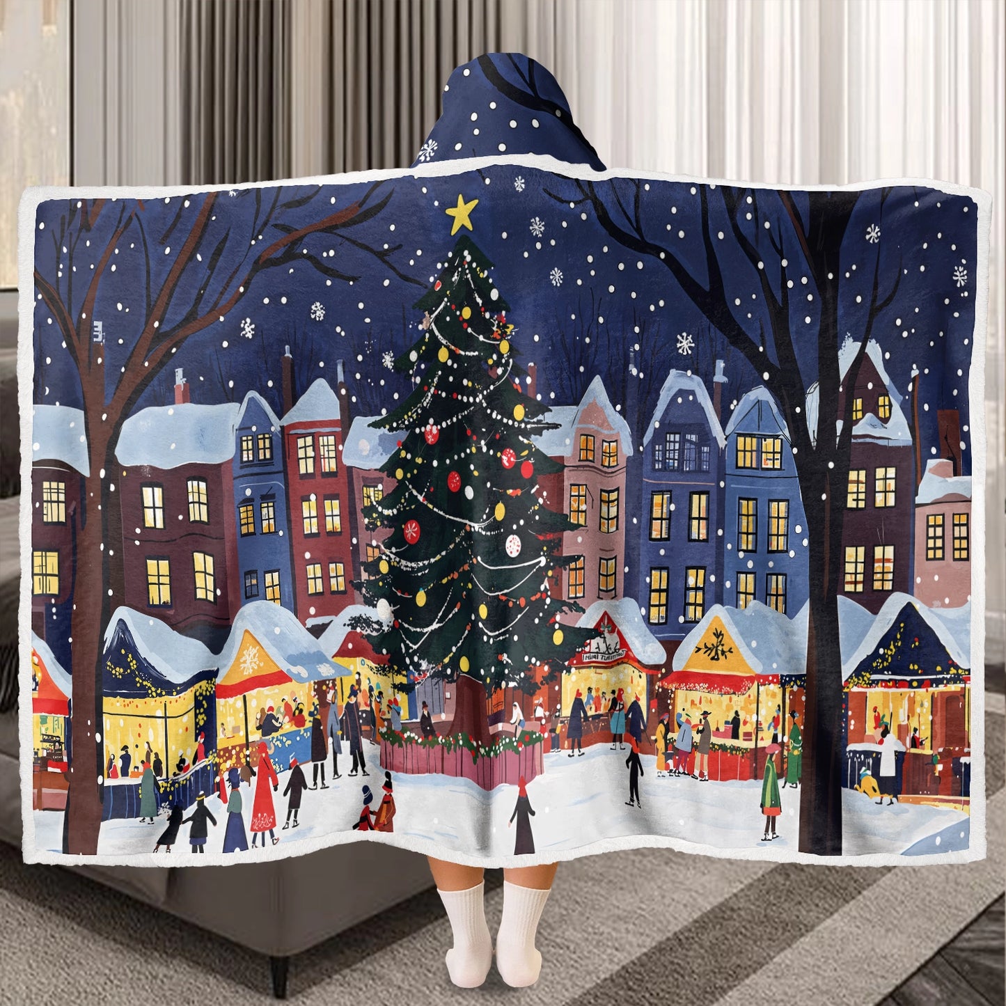 Couverture à capuche portable Shineful - Marché de Noël