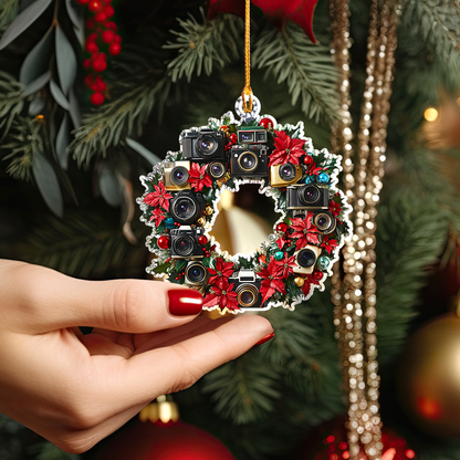 Shineful 2D Acrylic Ornament Photography Lover Christmas Wreath