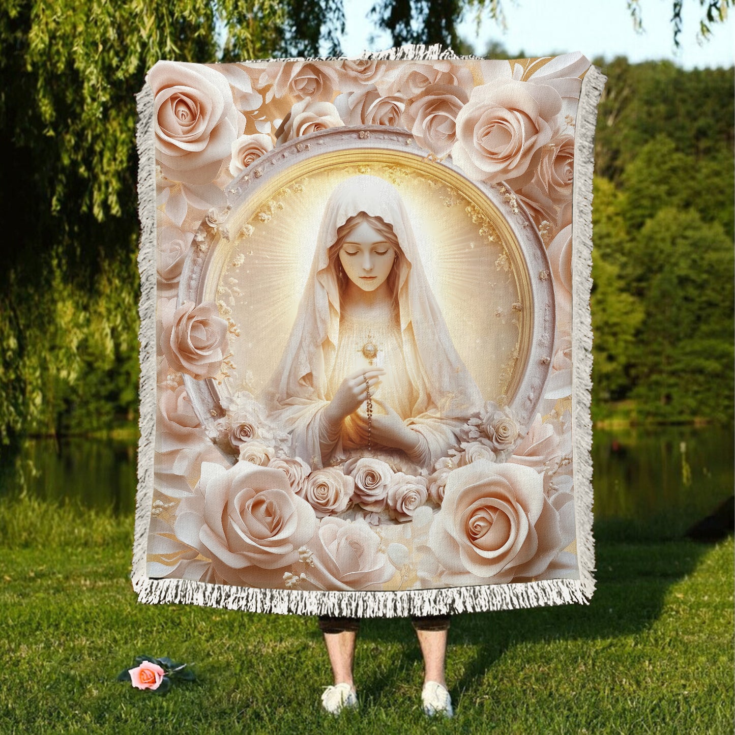 Shineful Woven Tapestry Throw Blanket - Rose Of The Divine