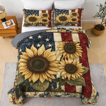 Shineful All Season Quilt 3-Piece Set American Sunflower