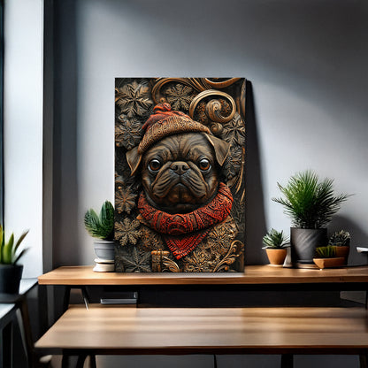 Shineful 2D Metal Sign Winter Christmas Pug