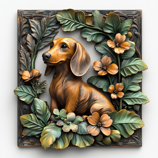 Shineful 2D Metal Sign Blooming Dachshund