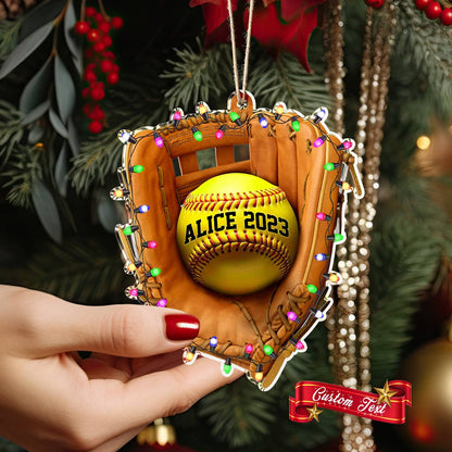 Shiny 2D Acryl Ornament personalisierte Softball Urlaub 