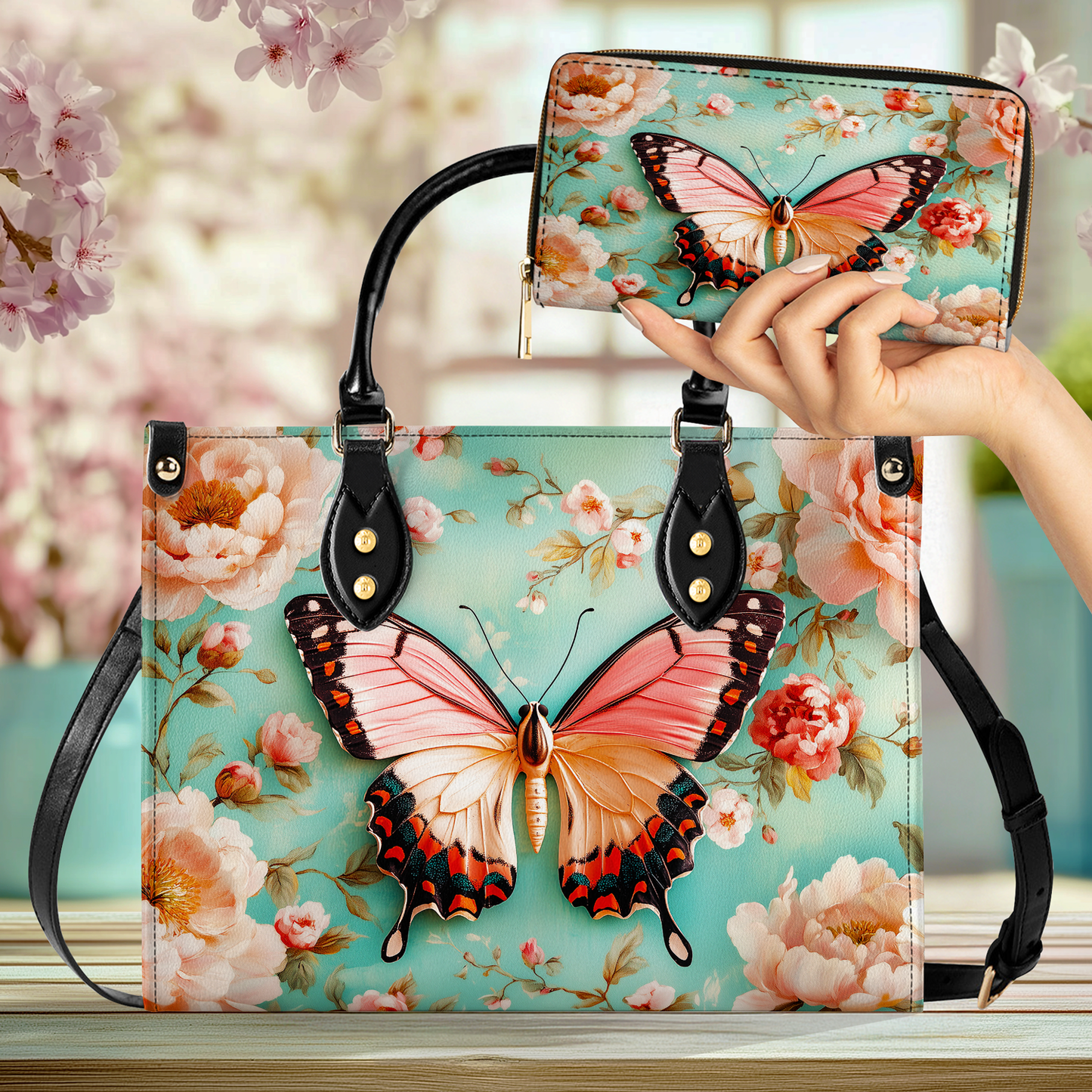 Shineful Leather Bag Ethereal Spring Butterfly