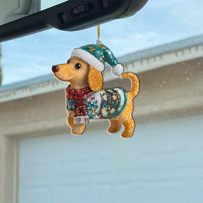 Shineful 2D Acrylic Ornament Twinkling Christmas Dachshund