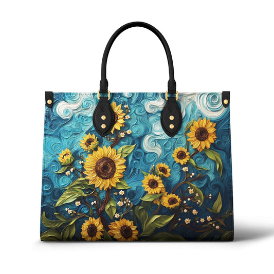 Glänzende Ledertasche Sternensonnenblumen