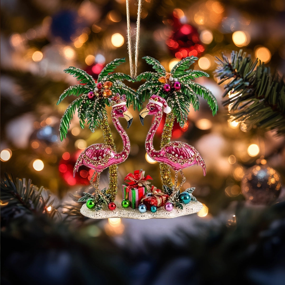 Shineful Acrylic Ornament Tropical Christmas Flamingo