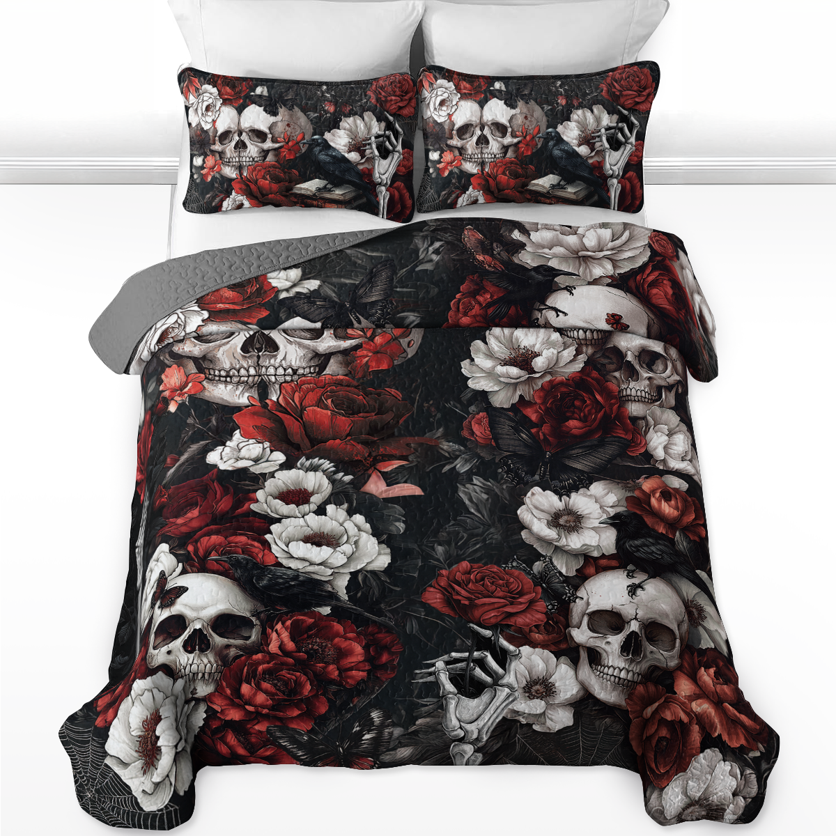 Shineful All Season Quilt 3-Piece Set Haunting Gothic Love