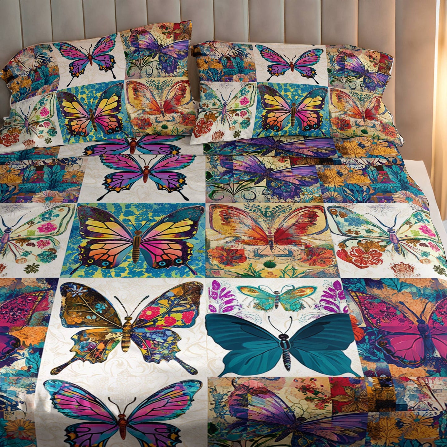 Shineful 4-Piece Bed Sheet Set Classical Butterflies