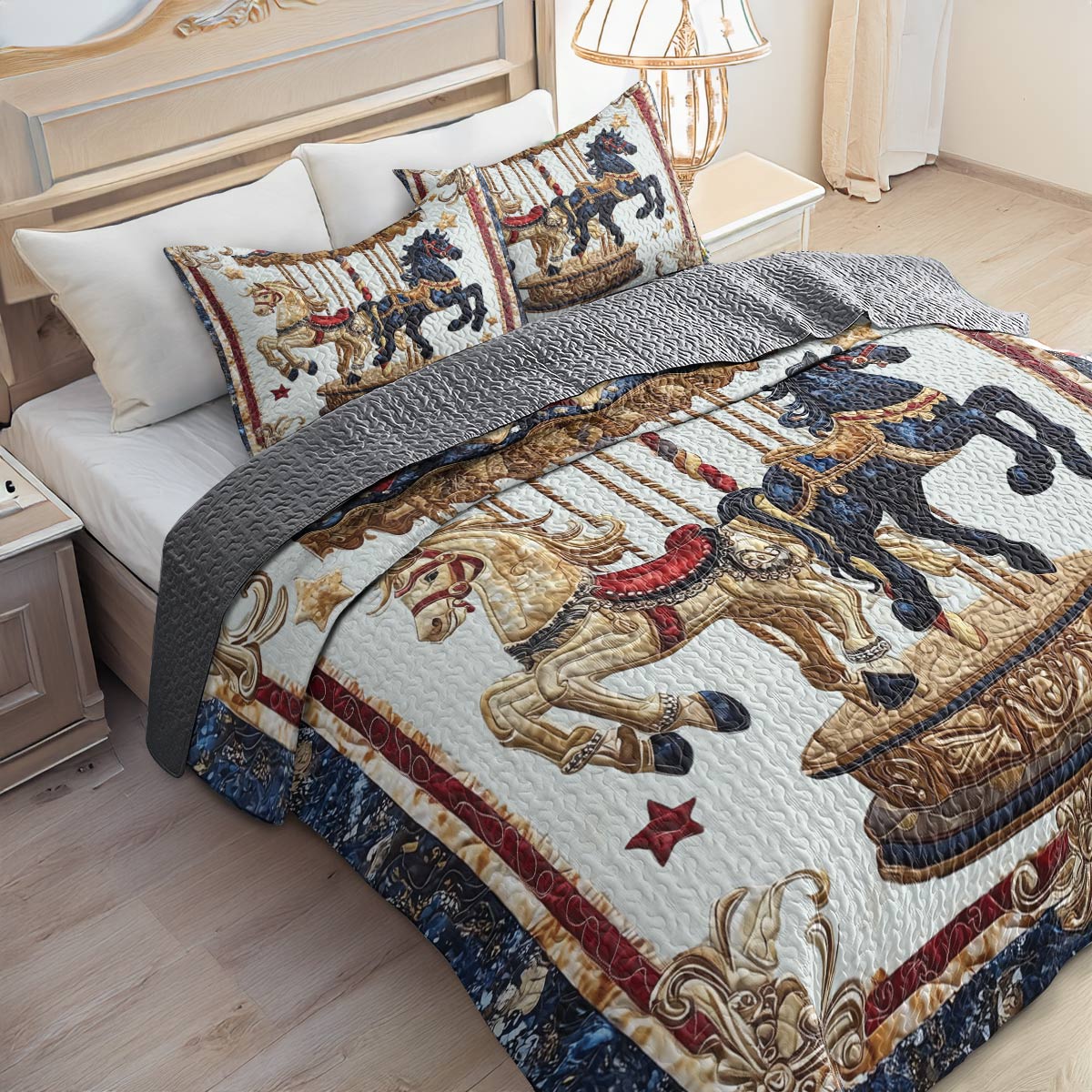 Shineful All Season Quilt 3-Piece Set - Holiday Carousel Dreams