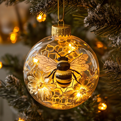 Glänzendes 2D-Acryl-Ornament „Bee-Loved Christmas“ 