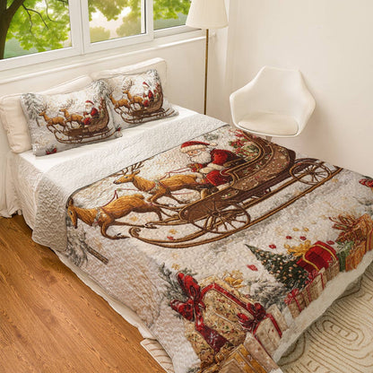 Shineful All Season Quilt 3-Piece Set Santa Sleigh