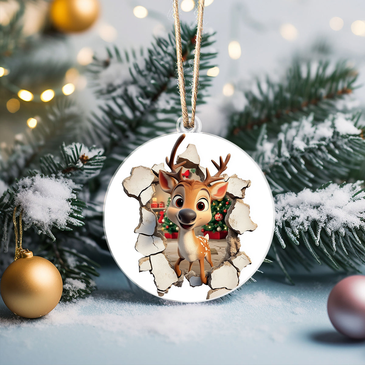 Shineful 2D Acrylic Ornament - Reindeer Breakthrough Christmas