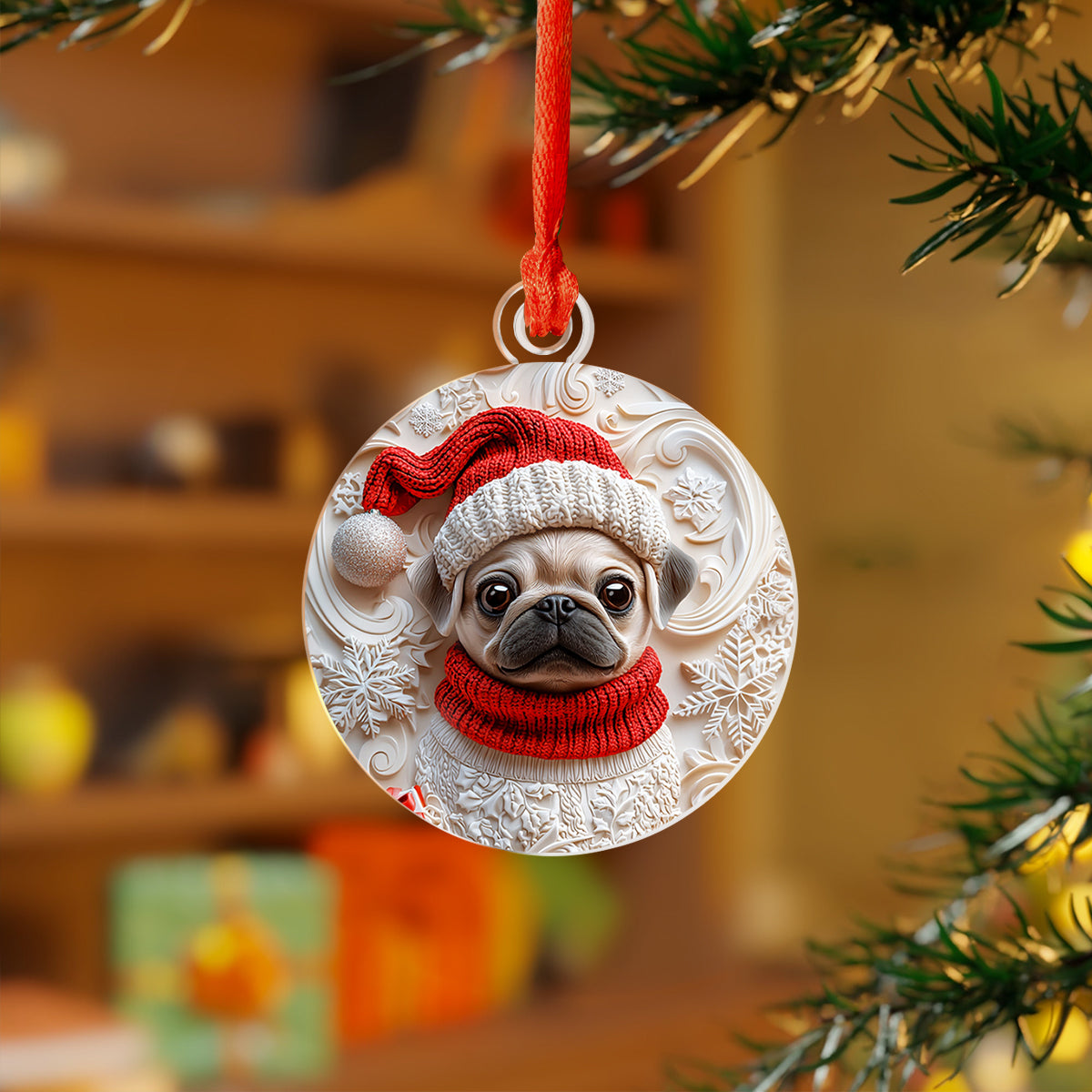 Shineful 2D Acrylic Ornament Snowy Puggy