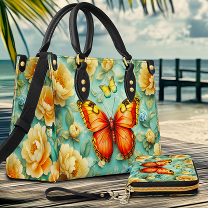 Shineful Leather Bag Radiant Summer Butterfly