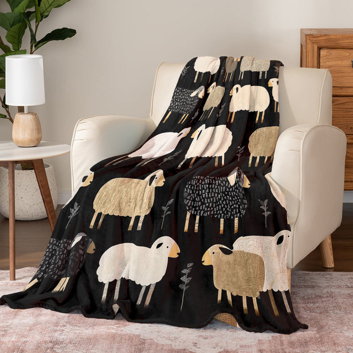 Shineful Fleece Blanket Counting Sheep