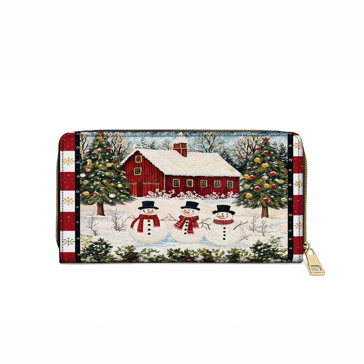 Shineful Leather Clutch Purse With Wristlet Strap Handle Country Christmas Charm