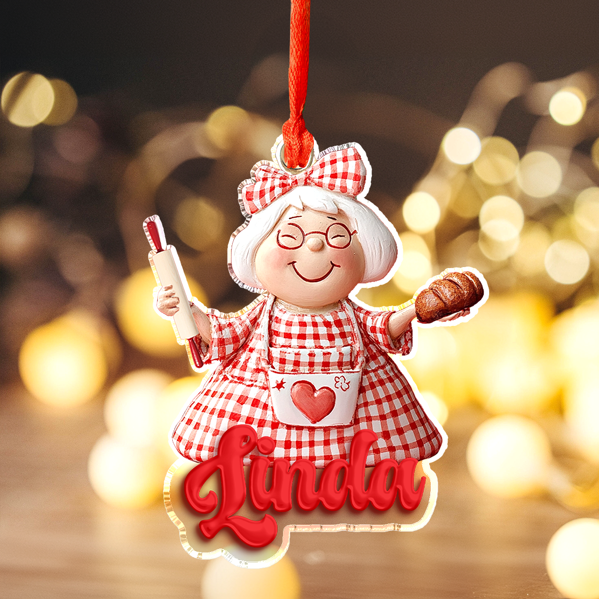 Shiny personalisierte 2D Acryl Ornament Granny Backen Liebe